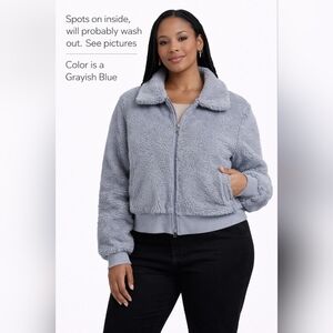 New York & Company Cozy Teddy Jacket – XXL – Grayish Blue
